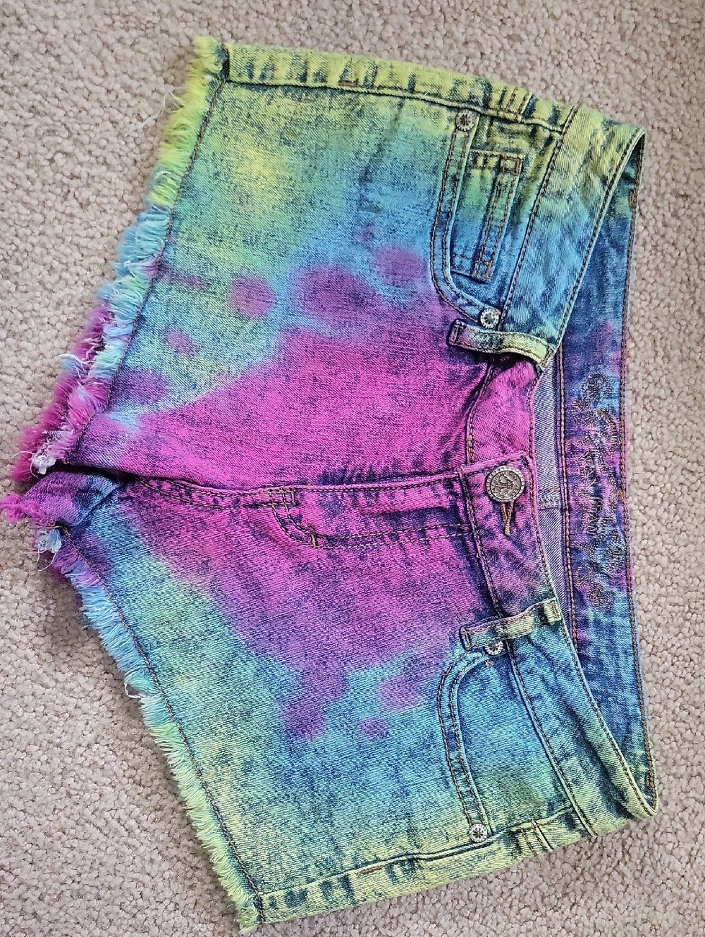 Tie-Dye Denim Cutoff Shorts - Ooak!